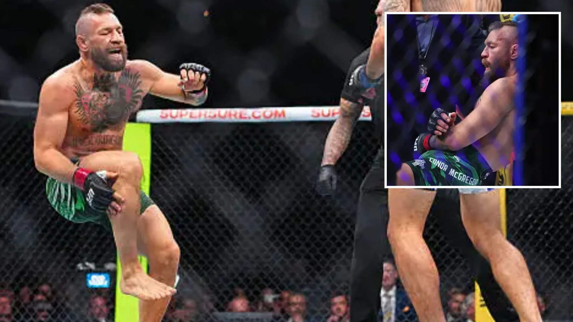 Conor McGregor doznaje kontuzji nogi w pierwszej rundzie UFC 329. Walka z Maxem Hollowayem przerwana