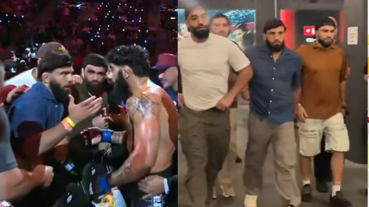 He Wants To Talk...: UFC Star Arman Tsarukyan Jumps Barrier To Confront Namo Fazil During Rousey vs Carano Event | Video