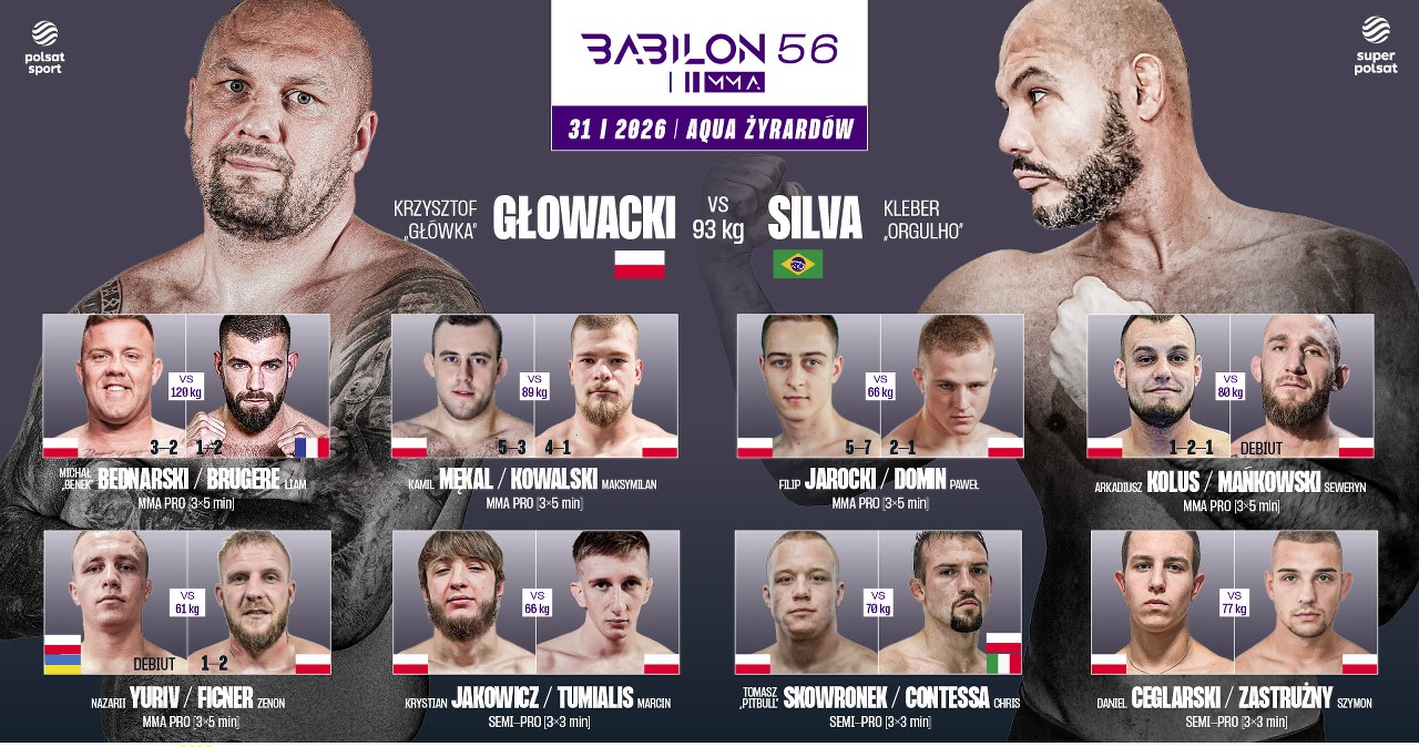 Oto pełna karta walk gali Babilon MMA 56