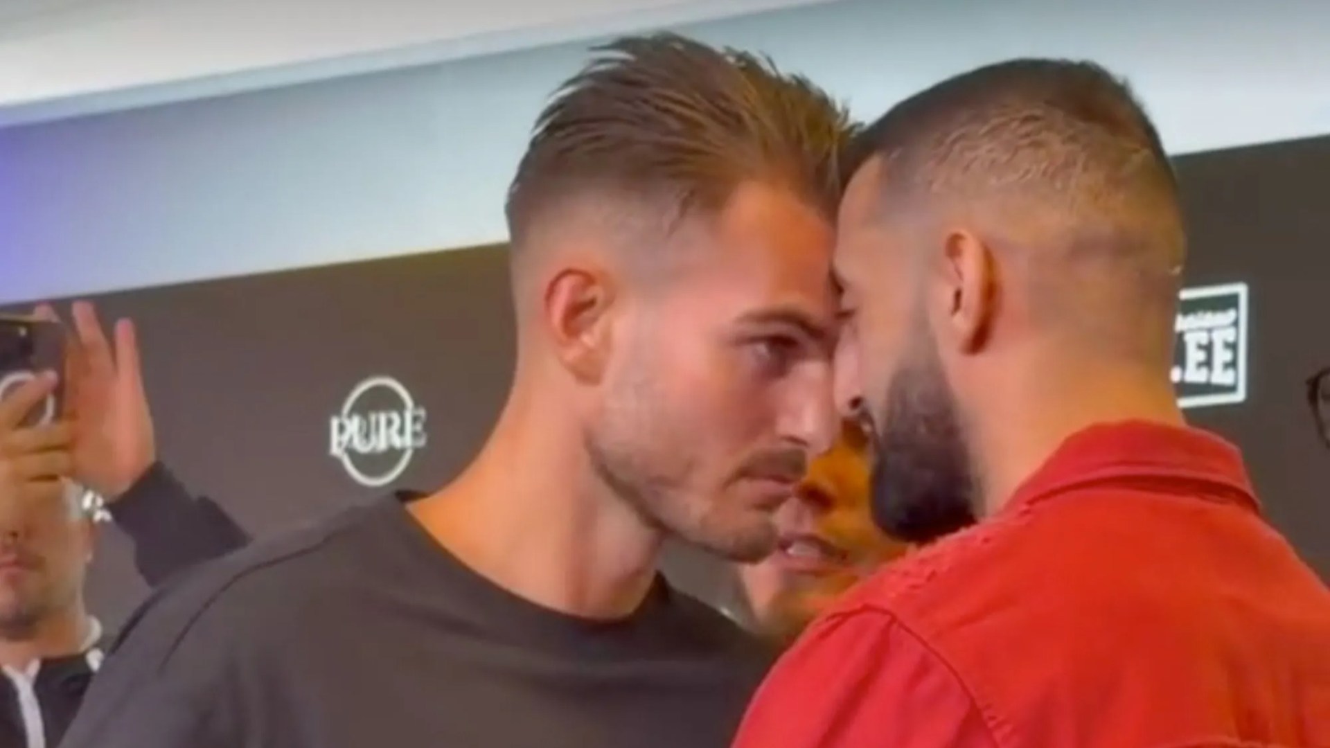 Watch fiery moment Can Kaplan sticks his HEAD into Slim Albaher in heated first Fame Fighting vs Misfits Boxing face off